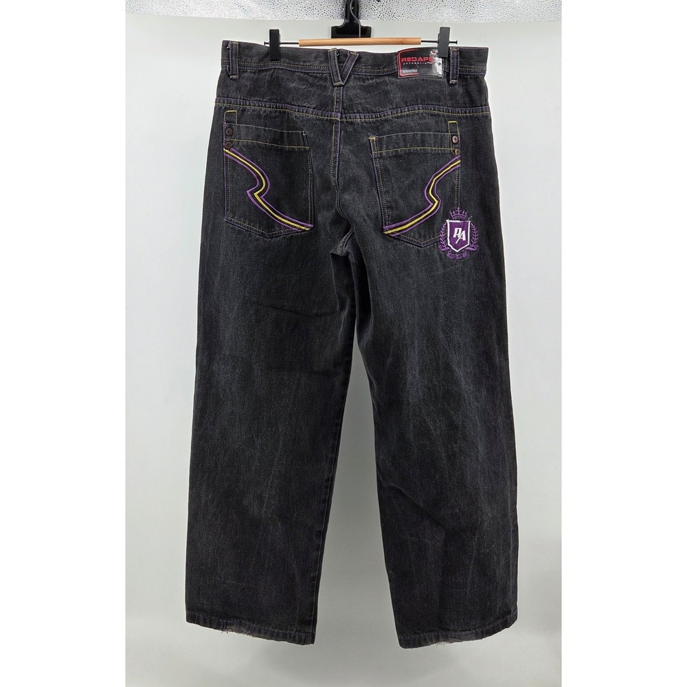 Red Ape Jeans Mens‎ 38x33 Black Wide Leg Baggy Hip Hop Y2K Streetwear Pockets